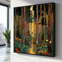 Whispering Grove – Hand-Painted 3D Textured Forest & Floral Canvas