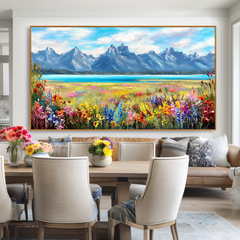 Wildflower Lake Mountain Landscape Wall Art