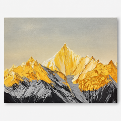 Pale Gray & Beige Palette-Knife Mountain Landscape Wall Art | LA028