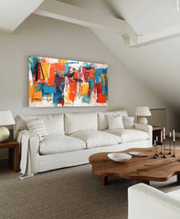 Bright Colorful Acrylic Painting Textured Original Oil Painting On Canvas Large Modern Abstract Urban Living Room Wall Art