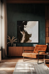 Earthbound Essence: Abstract Impasto Wall Art in Black, White & Brown – Modern Home Decor