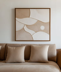Serene Tides-Neutral Tones Textured Abstract Geometric Wall Art – Textured Seascape Wall Art