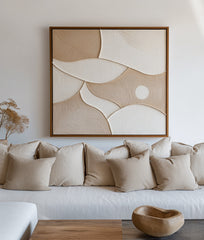 Serene Tides-Neutral Tones Textured Abstract Geometric Wall Art – Textured Seascape Wall Art