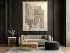 Linear Rhythm -Abstract Geometric Line Wall Art, Neutral Tones Modern Decor