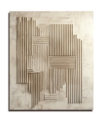 Linear Rhythm -Abstract Geometric Line Wall Art, Neutral Tones Modern Decor