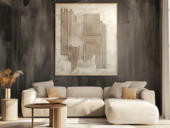 Linear Rhythm -Abstract Geometric Line Wall Art, Neutral Tones Modern Decor