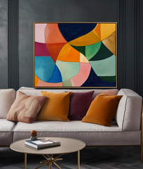 Vibrant Geometric Abstract Oil Painting – Bold Modern Art
