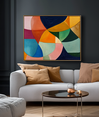 Vibrant Geometric Abstract Oil Painting – Bold Modern Art