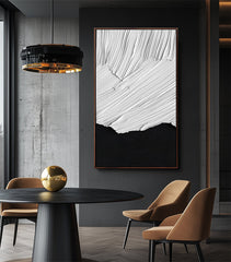Monochrome Harmony: Large Black & White Abstract Diptych Art – Minimalist Wall Decor for Modern Spaces