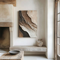 Earthly Currents – Wabi-Sabi Textured Abstract Oil Painting for Modern Decor