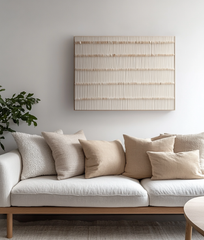 Linear Harmony – Minimalist Textured Wall Art: Neutral Beige Linear Pattern