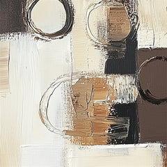 Eclipse Harmony: Textured Abstract Oil Painting with Brown – Wabi-Sabi Textured Abstract Wall Art