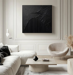 Eclipse Symphony: 3D Textured Black Abstract Art – Textured Abstract Wall Art