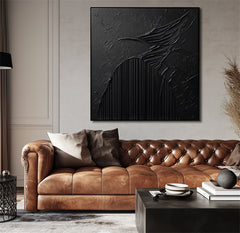 Eclipse Symphony: 3D Textured Black Abstract Art – Textured Abstract Wall Art