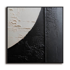 Lunar Texture: Textured Black & Beige Abstract Art – Textured Abstract Wall Art