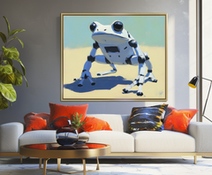 RoboFrog: Futuristic Robot Frog Oil Painting – Textured Animal Wall Art