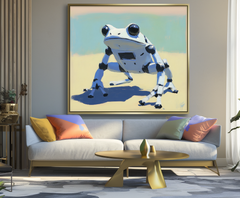 RoboFrog: Futuristic Robot Frog Oil Painting – Textured Animal Wall Art