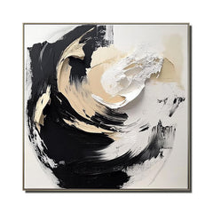 Ethereal Swirl: Textured Abstract Swirl Oil Painting in – Textured Abstract Wall Art