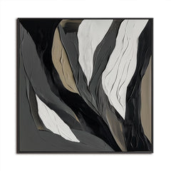 Ethereal Veins: Textured Monochrome Abstract Oil Painting – Textured Abstract Wall Art