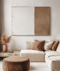 Balanced Simplicity: Wabi-Sabi Two-Tone Abstract Wall Art – Handmade Decorative Painting
