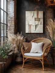Fragmented Earth – Wabi-Sabi Textured Abstract Oil Painting for Modern Interiors