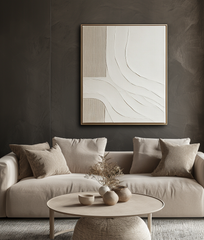 Tranquil Flow: Curved & Linear Abstract Decorative Painting – Handmade Wabi-Sabi Wall Art