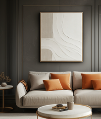 Tranquil Flow: Curved & Linear Abstract Decorative Painting – Handmade Wabi-Sabi Wall Art