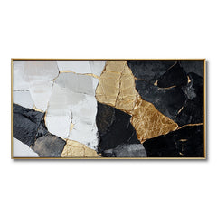 Golden Mosaic Harmony: Modern Luxe Geometric Abstract Art – Textured Wall Decor