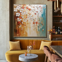 Golden Bloom – Textured Floral Oil Painting for Modern Decor