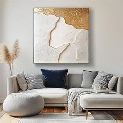 Golden Edge: 3D Textured Abstract Art with Gold – Textured Abstract Wall Art