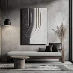 Black, Grey Textured Curved Abstract Wall Art – Stylish Accent for Contemporary Homes
