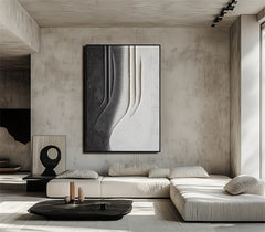 Black, Grey Textured Curved Abstract Wall Art – Stylish Accent for Contemporary Homes