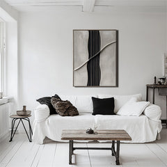 Textured 3D Neutral Abstract Canvas Painting – Modern Minimalist Geometric Wall Art