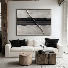 Textured 3D Neutral Abstract Canvas Painting – Modern Minimalist Geometric Wall Art