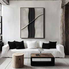 Textured 3D Neutral Abstract Canvas Painting – Modern Minimalist Geometric Wall Art