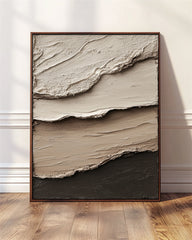 Layered Earth Abstract Art: Textured Layered Abstract Art – Brown Black Grey Neutral Tones