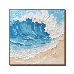 Majestic Ocean Wave:Impasto Style Ocean Wave Art – Textured Seascape Wall Art
