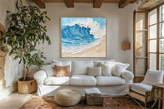 Majestic Ocean Wave:Impasto Style Ocean Wave Art – Textured Seascape Wall Art