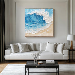 Majestic Ocean Wave:Impasto Style Ocean Wave Art – Textured Seascape Wall Art