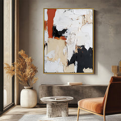 Contemporary Abstract Art – Vibrant Movement in Rust Orange and Black Oil Painting