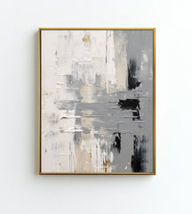 Monochrome Reflections – Black, White & Grey Textured Painting for Modern Interiors