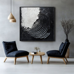 3D Textured Black & White Spiral Abstract Art – Textured Abstract Wall Art