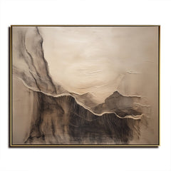 Ethereal Landscape: Abstract Beige & Brown Landscape Art – Textured Minimalist Decor for Interiors