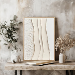 Neutral Beige Abstract Wall Art – Elegant Curved Lines for Minimalist Spaces