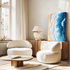Ocean Edge: Textured Coastal Ocean Wave & Beach Oil Painting – Home Wall Decor Art