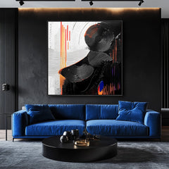 Rhythms of Contrast-Modern Black and White Abstract Art: – Textured Abstract Wall Art