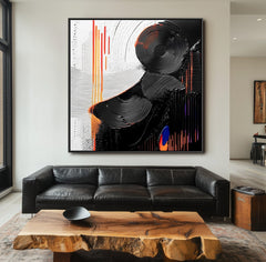 Rhythms of Contrast-Modern Black and White Abstract Art: – Textured Abstract Wall Art