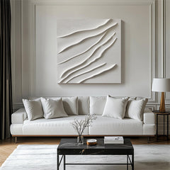 Sculpted Waves: Beige 3D Textured Wave Abstract Art – Minimalist Wall Decor, Stylish Piece
