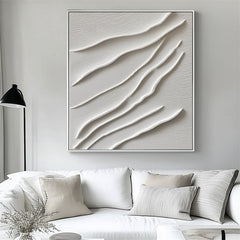 Sculpted Waves: Beige 3D Textured Wave Abstract Art – Minimalist Wall Decor, Stylish Piece