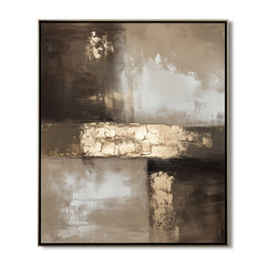 Golden Horizon Canvas Art: Abstract Hand-Painted Wall Art – Contemporary Black